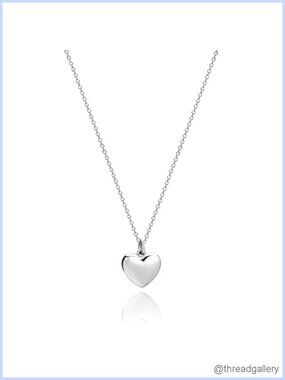 925 Silver Plated Heart Pendant Necklace Polished Love Charm Minimalist